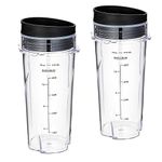 16oz Replacement Cups for Ninja QB3001SS Fit Compact Personal Blender, with Lids- 2 Pack.