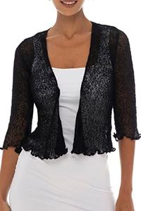 Back From Bali Womens Sheer Shrug Cardigan Lightweight Knit, Black, One Size