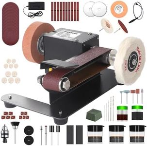 Tewpoy Mini Belt Sander with 7 Adjustable Speeds, Multi-Angle Electric Knife Sharpener and Belt Sanders for Woodworking,350W Bench Sander with Soft Shaft for Woodworking, Metal Polishing,and Crafting