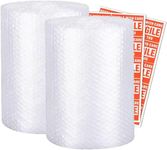 2-Pack Bubble Cushioning Wrap Rolls For Moving Boxes, 3/16" Air Bubble, 12 Inch x 72 Feet Total, Perforated Every 12", Included 20 Fragile Stickers