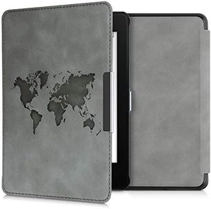kwmobile Carcasa Compatible con Amazon Kindle Paperwhite (10. Gen - 2018) Funda - Funda con Tapa magnética de Cuero sintético - Gris
