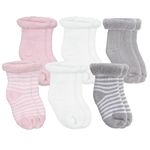 Kushies 6-Pack Terry Newborn Socks - Pink/Grey