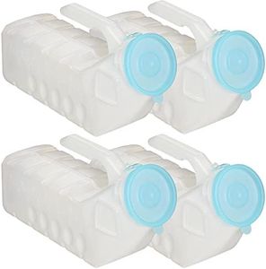 MedVance- Urinals for Men 1000ml with Glow in The Dark Spill Proof Pop Cap Lid, Plastic Pee Bottles for Men, Male Urinals, Pee Container Men, Portable Urinal for Car, Elderly & Incontinence (4 Pack)