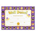 Well Done Purple Certificate for Kids - 25 Pack - Special Achievement Recognition Award - Blank Fill-in Cards - School Children Beaver Brownie Cub Scout Sports - A5 Size - Eco-Friendly - UK Made