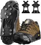XZSUN Ice cleats，Snow Ice Traction Shoe Boot Cleats， Anti Slip 10-Studs Silicone Rubber Crampons s for Footwear(XL，Black（Steel nail）)
