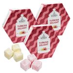 Turkish Delight Sweet Hamper Bulk Buy - Pack of 3 x 215g Delicious Rose & Lemon Jelly Fruits Sweets Gift box with Topline Gift Card. Retro Sweets for Secret Santa Gifts or Stocking Fillers.