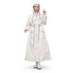 PALAY® Women Rainwear,Women Long Waterproof Raincoat,EVA Hooded Rain Coat for with Wide Brim Hood Detachable Clear Face Cover Zip & Buttons Riding Outdoor Windproof Raincoats (Length 113CM)
