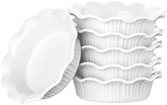 LOVECASA 8 Oz Shallow Creme Brulee Ramekins, 5.5 Inches Mini Pie Pans for Oven Safe Baking Souffle, Apple Pie, Quiche, Pot Pies, Tart, Ruffled Edge