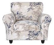 SearchI Stretch Sofa Cover Printed Couch Cover, Floral Pattern 4 Pieces Sofa Slipcover with 3 Separate Cushion Cover, Washable Furniture Protector for Living Room(Armchair, Flower Shadow)