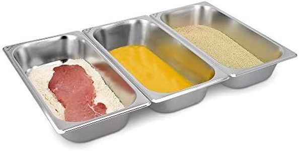 Navaris Breading Trays Set - 3 Medium Stainless Steel Pans for Preparing Bread-Crumb Dishes, Panko, Schnitzel, Coating Fish and Marinating Meat