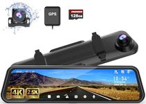 PRUVEEO H6 Mirror Dash Cam,4K Front and 2.5K Rear View Mirror Camera,12 inches Touch Screen,with GPS Logger, WDR and Night Vision, Parking Moniter, Free 128GB Card