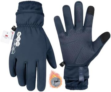 HANDLANDY Winter Gloves for Men & Women, Insulated Waterproof for Cold Weather, Thermal Glove for Cycling, Ski, Riding, Driving, Biking, Running (Navy Blue, X-Large)