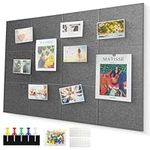 Large Office Cork Board Alternative 11.8x11.8x0.35 Inches 12 Pack Felt Wall Tiles with Safe Removable Adhesive Tabs Black Dark Gray DIY Felt Pin Board for Walls