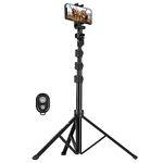 TARION Cell Phone Tripod Stand with Phone Holder - 51"/131cm Extendable Selfie Tripod for iPhone with Remote Control Lightweight Phone Stand for Recording Compatible with Cellphone Camera TPP-Lite