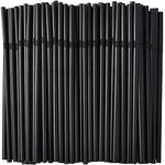 ALINK 500-Pack Black Flexible Drinking Straws, Plastic Disposable Bendy Straws - 7.75" x 0.23"