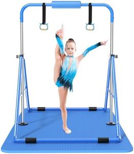 Safly Fun Expandable Gymnastics Bars Junior Training Bar Gymnastic Folding Horizontal Bars with mat for Kids(Blue+Mat)