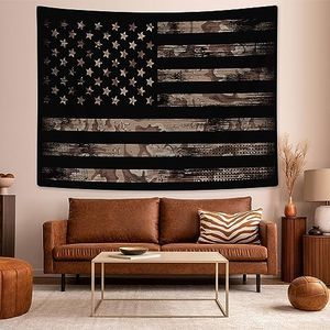 Moyrisou Camouflage Flag Tapestry Wall Art Hanging for Man Guys Boys, Camo USA Flag Retro Military Grunge Stars Stripes Wall Decor Tapestries, Patriotic Wall Tapestry for Bedroom Living Room Dorm