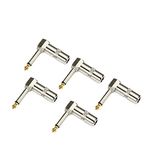 HSP-HSWITI Audio 1/4" 90 Degree Right Angle Plug, 6.35mm Heavy Duty TS Mono Male Solder Jack Connector for Speaker/Guitar/Microphone Cables - 5PACK (NEED TO SOLDER)