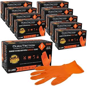 Dura-Gold Duratection 8 Mil Orange Super Duty Diamond Textured Nitrile Disposable Gloves, 10 Boxes of 100, XX-Large - Latex Free, Powder Free, Food Safe, Safety Protection Work Gloves, Industrial
