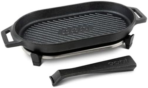 Ooni Cast Iron Pan - Griddle Cast Iron Pan - Cast Iron Cookware with Removable Handle - Cast Iron Griddle - Pre-Seasoned Oven Safe - Grill, Barbecue, BBQ Accessories (Grizzler Pan)