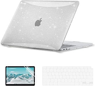 EooCoo Glitter Hard Case Compatible with MacBook Air 13 inch Case 2021 2020 2019 2018 M1 A2337 A2179 A1932 with Retina Display Touch ID, Case + TPU Keyboard Cover + Screen Protector - Sparkly Clear
