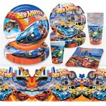 Cars Paper Plates Children's Birthday, 51 Pieces Racing Car Birthday Plate Set, Monster Truck Birthday Decoration, Wheels Car Tableware Kit Plates, Paper Cups, Napkins, Tablecloth, Car Cars Birthday