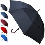 COLLAR AND CUFFS LONDON - 60mph Windproof Extra Strong Umbrella - StormDefender City - Vented Double Canopy - Reinforced Frame with Fiberglass - Auto Open - Solid Wood Hook Handle - Black - Golf Mens