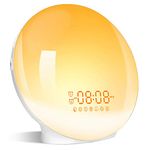 ARTINABS Sunrise Alarm Clocks, Wake Up Light with Sunrise/Sunset Simulation Dual Alarms Bedside Night Lamp Snooze Function FM Radio 7 Natural Sound 11 Colorful Atmosphere Lamp(White)