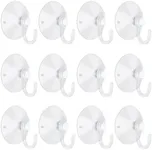 LuluEasy 12 Pieces Small Suction Cups with Hooks 1.2 inch Clear Plastic Sucker Hooks for Glass Window Wall Festivals Parties Theme Carnival Decoration Door Bathroom Kitchen