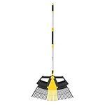 TOUGH MASTER Garden Leaf Rake 5FT Adjustable Steel Handle Soft Grip, Garden Leaf Grabber Collector with 30 Tines Garden Lawn Leaf Rake For Collecting Debris in Flower Bed Delicate Plants Lawn Yard