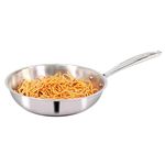 Wonderchef Nigella Tri-ply Stainless Steel 24 cm Fry Pan | 2 litres | 2.6mm Thickness | with Induction Base | Compatible with All cooktops | Riveted Cool-Touch Handle | 10 Year Warranty