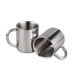 IMEEA Tea Cup Stainless Steel Double Wall Mugs 220ml for Drinking Tea Coffee Hot Soup Set of 2