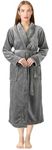 NY Threads Womens Fleece Bathrobe - Shawl Collar Soft Plush Robe Spa Robe (Medium, Steel Grey)