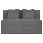 Dr Smith Sofa (2 -Seater - 4x6-Feet) Sofa Com Bed/Mattress -Jute Fabric Washable Cover with Cushion - Grey Color