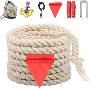 Tug of War Rope for Kids and Adults, Natural Twisted Cotton Rope, Outdoor Games Set Perfect for Carnival Team Building Activities, Field Day Family Reunion Birthday Party Game, Outside Yard Lawn Games