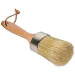 ANCLLO 2-in-1 Round Chalk and Wax Paint Brush, Painting or Waxing Furniture, Handmade with All Natural Bristles and Ergonomic Handle, Dark or Clear Wax, DIY, Home Decor, Wood