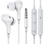 Wired Earbuds 3.5mm in Ear Headphones Noise Isolating, Wired Earphones with Microphone Volume Control, Compatible with Samsung Galaxy iPhone Moto Android Phones Laptop MP4 Computer Phone Calls(White)