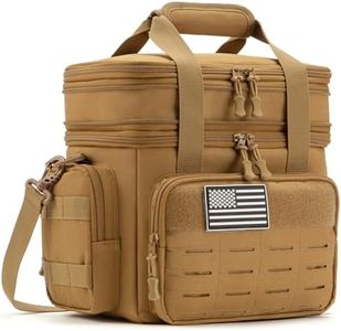 QT&QY Tactical Lunch Box for Men Expandable 18L Heavy Duty Military Insulated Cooler Bag, Leakproof Thermal Lunch Bag for Work Camping Outdoor Picnic Pail Adult Meal MOLLE Webbing Khaki