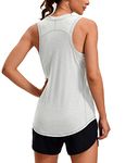 CRZ YOGA Lightweight Tank Top for Women Racerback Sleeveless Workout Tops High Neck Athletic Running Shirts Silver Mist 14