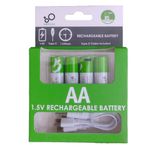 Oseltech USB Rechargeable AA Batteries, 1.5V 2600mWh, USB Type-C Charging Cable, High Capacity,1200 Cycles, Over-Charge Protection, All-Purpose Battery with 4-in-1 Charging Cable (Pack of 4)