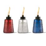 TIKI Brand 6-Inch Molded Glass Table Torch, Red White & Blue (Set of 3)