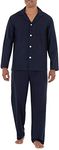 Fruit of the Loom Men's Long Sleeve Broadcloth Pajama Set, Navy, 3X