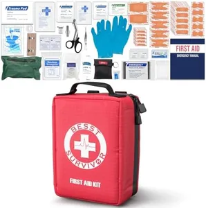 Upgrade Professional First Aid Kit with Tourniquet - Labelled Compartments Molle System Compact Trauma Kits -Emergency Kits for Car, Home, Hiking, Camping and Outdoor Emergencies -161 Pieces Set