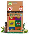 RunBugz Natural Boom Mosquito Patches for Baby, Adults|12-Hour Protection| DEET-Free, Citronella & Lemongrass Oil| Protects from Dengue, Chikungunya & Malaria| 30 Patches