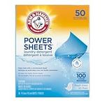 ARM & HAMMER Laundry Detergent Power Sheets - Quick Dissolve Strips - Up to 100 Loads - Convenient, Plastic Jug-Free Packaging - Fresh Linen Scent - 50 count