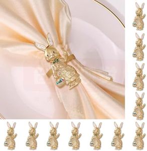 Easter Bunny Napkin Rings Set of 12,Rabbit Gold Napkin Rings Holders Metal Napkin Ring Buckles for Easter Dinner Weddings Parties Wedding Table Decoration