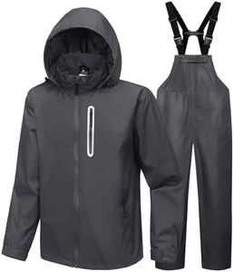 SWISSWELL Men's Heavy Duty Work Utility Rain Gear Suit Jacket and Rain Bibs Pants Waterproof for Fishing Sailing Boating Charcoal Small
