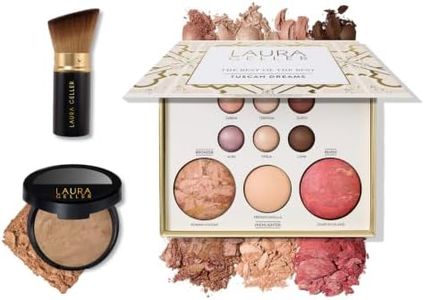 LAURA GELLER NEW YORK Baked Starter Kit- Baked Balance-n-Brighten, Golden Medium + Best of the Best Tuscan Dreams Face Palette + Retractable Angled Kabuki Brush