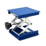 SWIGRANCE Lab Jack Stand Platform 4" x 4", Mini 100x100mm Laboratory Support Stand Manual Scissor Lab Lift Lifting, Max. Support 5KG Weight, 145mm Height, Aluminum, Blue