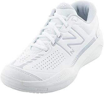 New Balance Women's 696 V5 Hard Court Tennis Shoe, White/Navy, 12